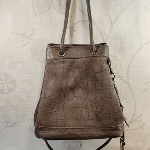 The Sak Grey Croc-Embossed Crossbody Bag